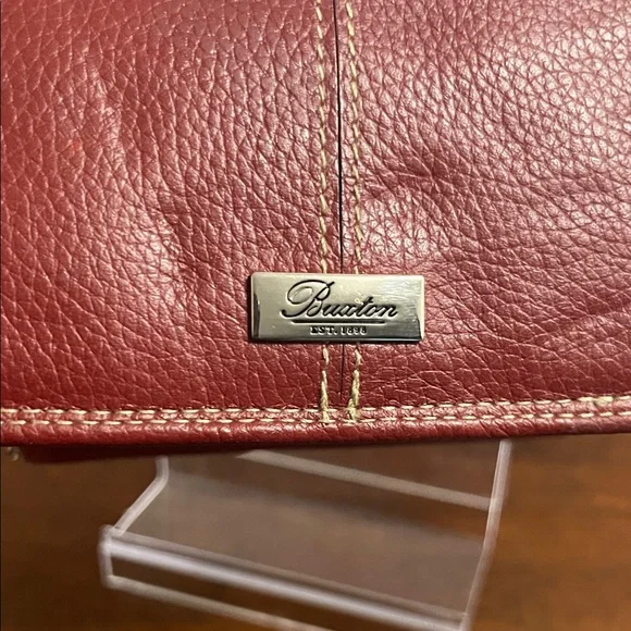 EUC- Burton Red Genuine Leather Exterior  Wallet with Metal Accents - Picture 2 of 12